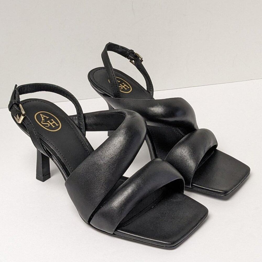 Ash Madison Heeled Sandals, Black Leather, Women's 36 EU (US 6)